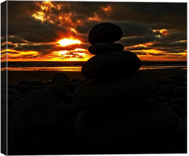 Pebble tower #3 Canvas Print by Pete Moyes