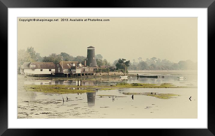 Langstone Mill - Half Tone Sepia Framed Mounted Print by Sharpimage NET