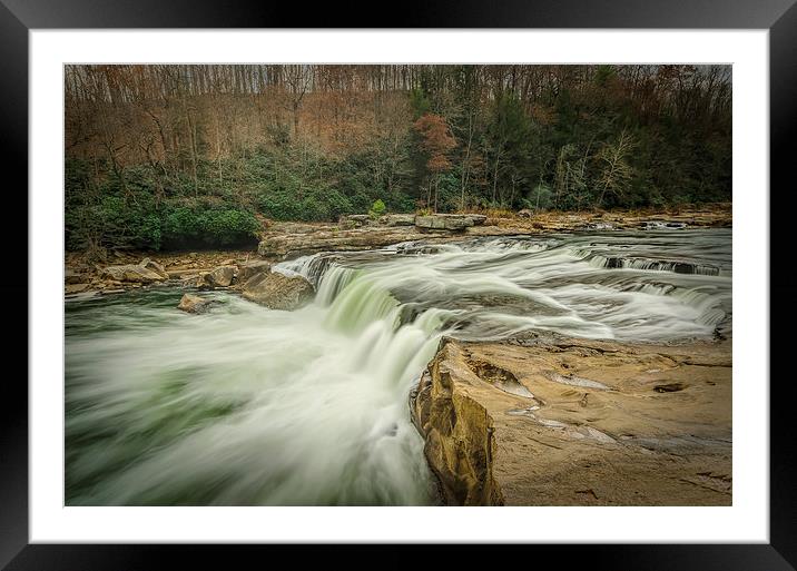 Ohio Pyle Waterfalls Framed Mounted Print by Lou Divers