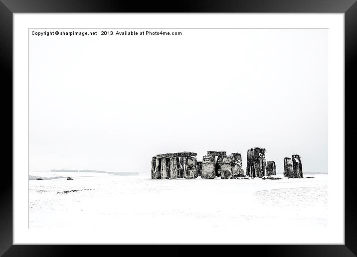 Stonehenge in Snow Framed Mounted Print by Sharpimage NET