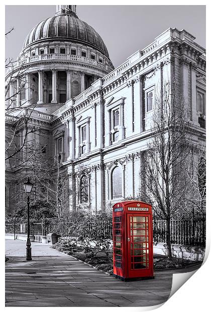 Red Phone Box at St Pauls Print by Philip Pound