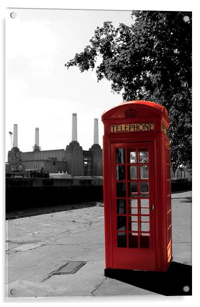 Red Phone Box in Chelsea Acrylic by Philip Pound