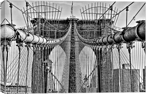 Brooklyn Bridge 3 Mono Canvas Print by Steve Purnell