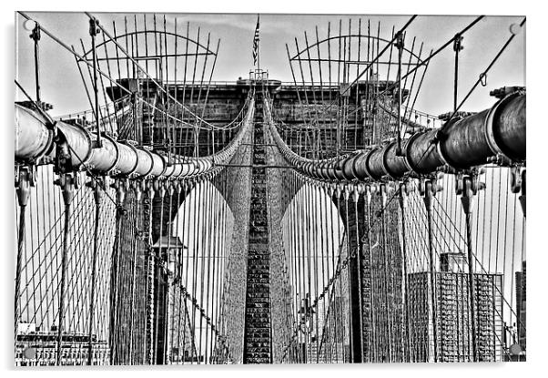 Brooklyn Bridge 3 Mono Acrylic by Steve Purnell