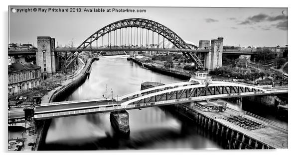 Tyne and Swing Bridges Acrylic by Ray Pritchard