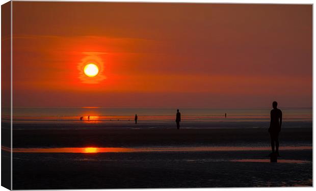 Sunset on Crosby Beach Canvas Print by Andy McGarry