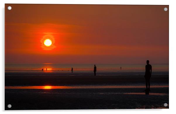 Sunset on Crosby Beach Acrylic by Andy McGarry