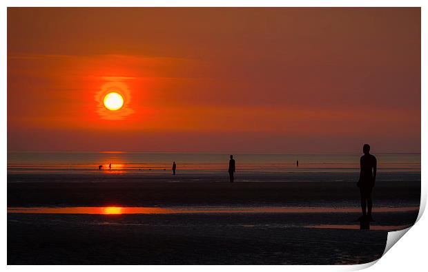 Sunset on Crosby Beach Print by Andy McGarry