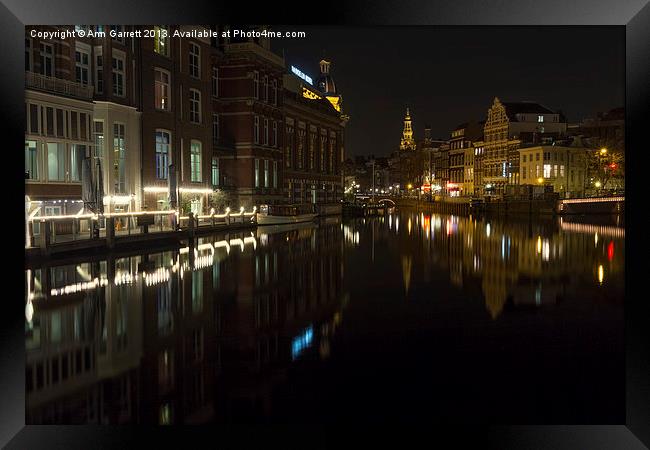 Amsterdam at Night 2 Framed Print by Ann Garrett