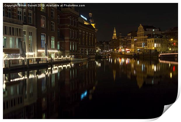 Amsterdam at Night 2 Print by Ann Garrett