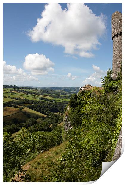 View from Carreg Cennen Castle Print by Paul Nicholas