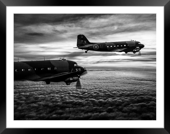CH-47 Dakota Black and White Framed Mounted Print by P H
