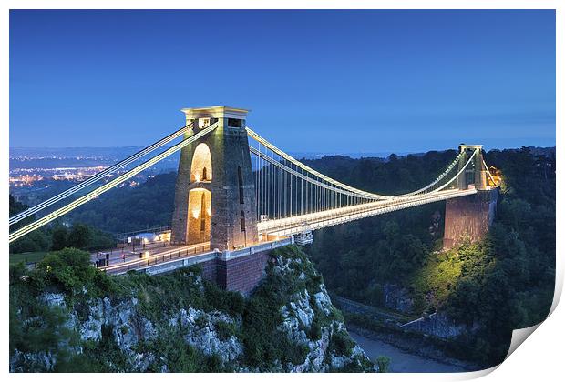Clifton Bridge, Bristol, UK, evening Print by Daugirdas Racys