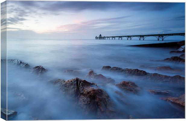 Clevedon pier, UK, evening Canvas Print by Daugirdas Racys