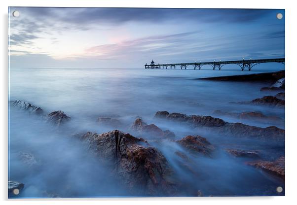 Clevedon pier, UK, evening Acrylic by Daugirdas Racys