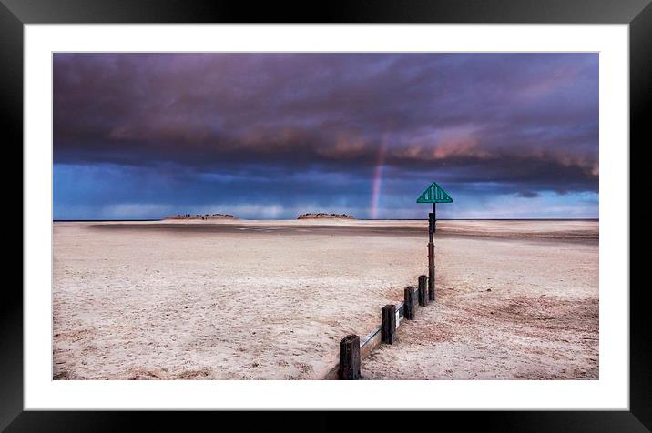 Wells next the sea rainbow Framed Mounted Print by Gary Pearson