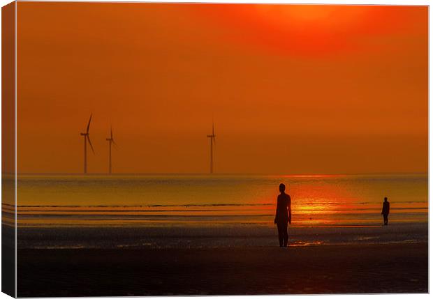 Sunset on Crosby Beach Canvas Print by Andy McGarry