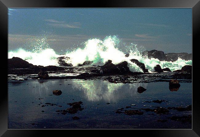 Waves Crashing on Rocks Framed Print by james balzano, jr.