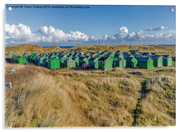 Fishermens Huts Paddys Hole Acrylic by Trevor Kersley RIP
