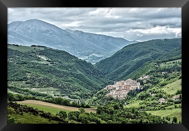 Italian Village Mountain Landscape Framed Print by Philip Pound