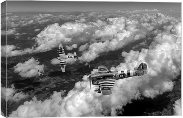 Hawker Typhoons diving black and white version Canvas Print by Gary Eason