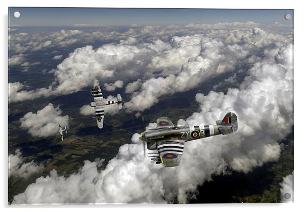 Hawker Typhoons diving Acrylic by Gary Eason