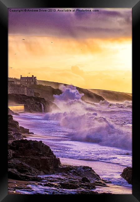 Porthleven seafront Framed Print by Andrew Driver