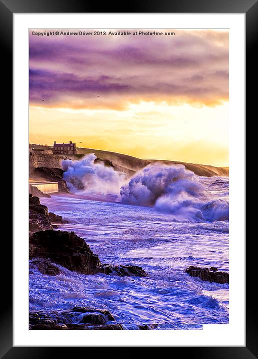 Winter at Porthleven Framed Mounted Print by Andrew Driver
