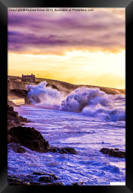 Winter at Porthleven Framed Print by Andrew Driver
