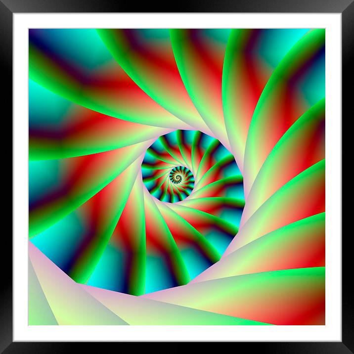 Green Red and Blue Spiral Steps Framed Mounted Print by Colin Forrest
