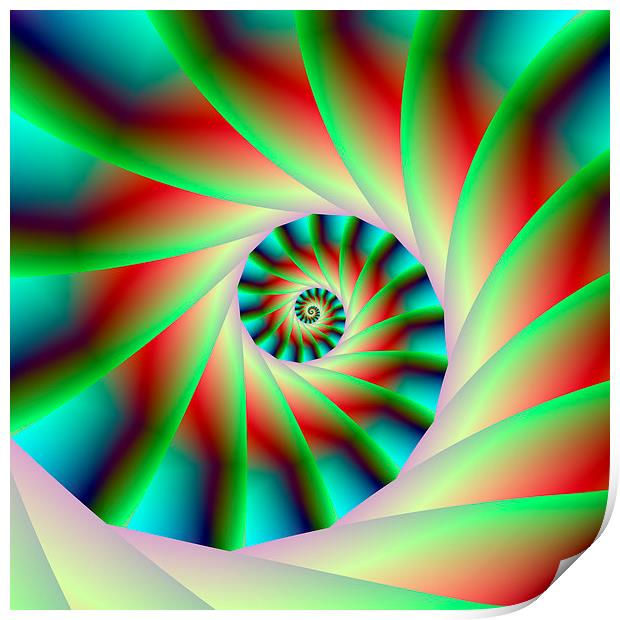 Green Red and Blue Spiral Steps Print by Colin Forrest