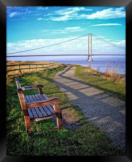 Magnificent Views  of Barton  upon Humber Bridge Framed Print by P D