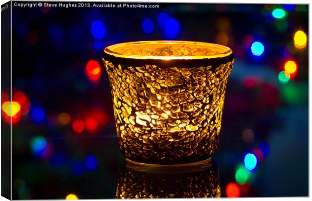 Festive candle and Bokeh Canvas Print by Steve Hughes