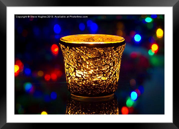 Festive candle and Bokeh Framed Mounted Print by Steve Hughes