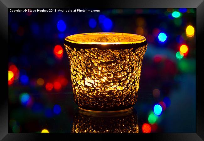 Festive candle and Bokeh Framed Print by Steve Hughes