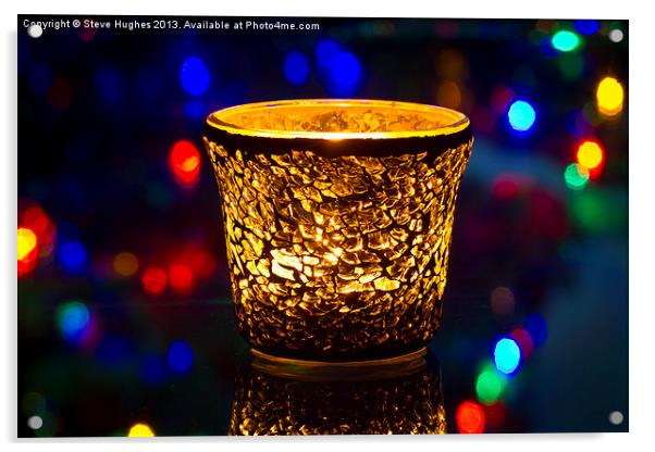 Festive candle and Bokeh Acrylic by Steve Hughes