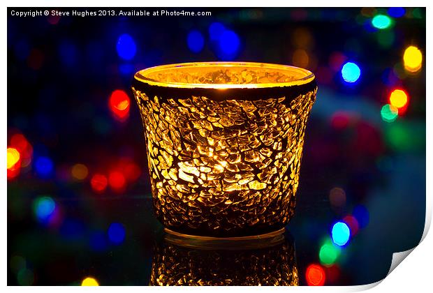Festive candle and Bokeh Print by Steve Hughes