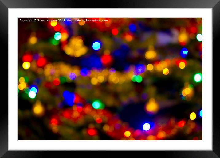 Christmas tree Bokeh Framed Mounted Print by Steve Hughes