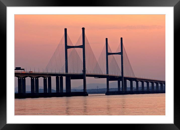 Second Severn Crossing at sunset Framed Mounted Print by Paul Nicholas