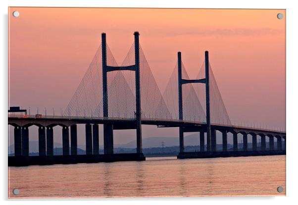 Second Severn Crossing at sunset Acrylic by Paul Nicholas