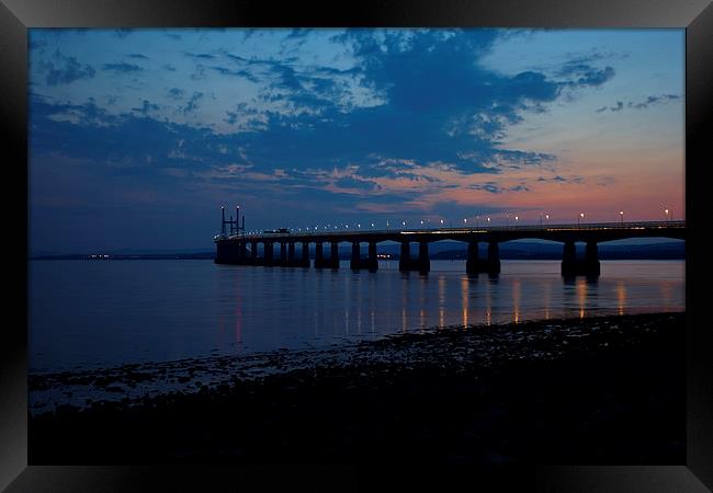 Severn Bridge in late evening Framed Print by Paul Nicholas