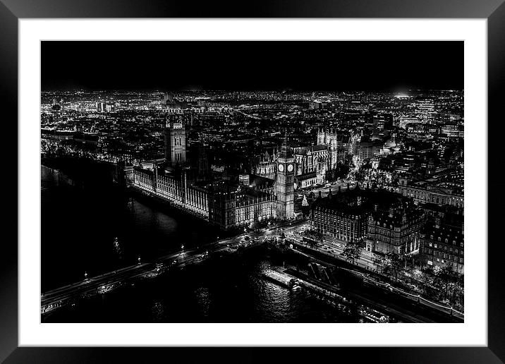 London Black & White Framed Mounted Print by Rhys Parker