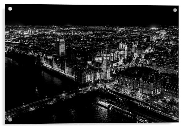 London Black & White Acrylic by Rhys Parker
