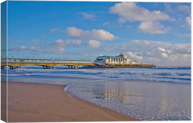 Bournemouth Pier Reflections  Canvas Print by Kelvin Futcher 2D Photography