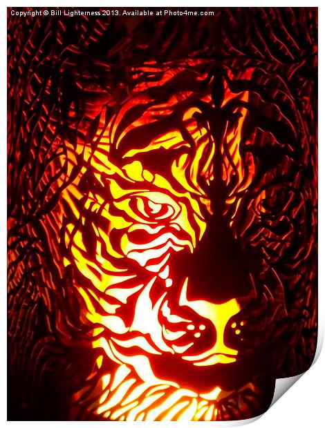 Tigers head design two Print by Bill Lighterness