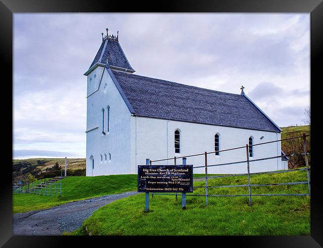 Uig Free Church, Uig, Skye, Scotland, UK Framed Print by Mark Llewellyn