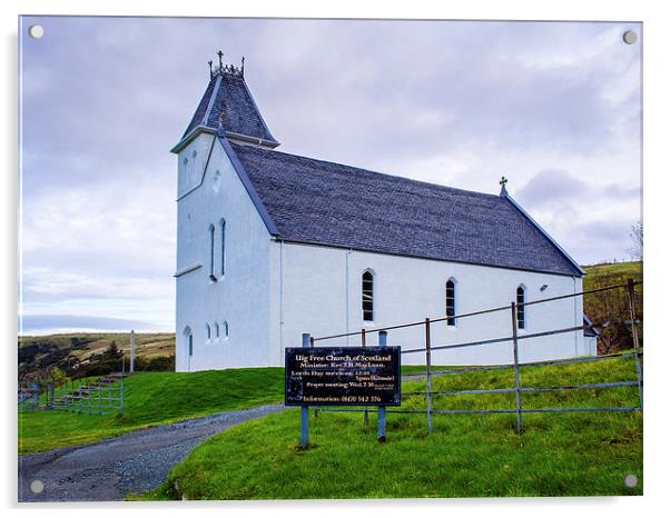 Uig Free Church, Uig, Skye, Scotland, UK Acrylic by Mark Llewellyn