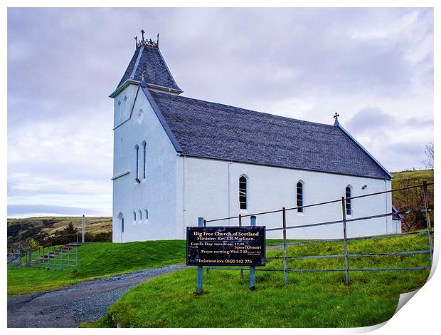 Uig Free Church, Uig, Skye, Scotland, UK Print by Mark Llewellyn