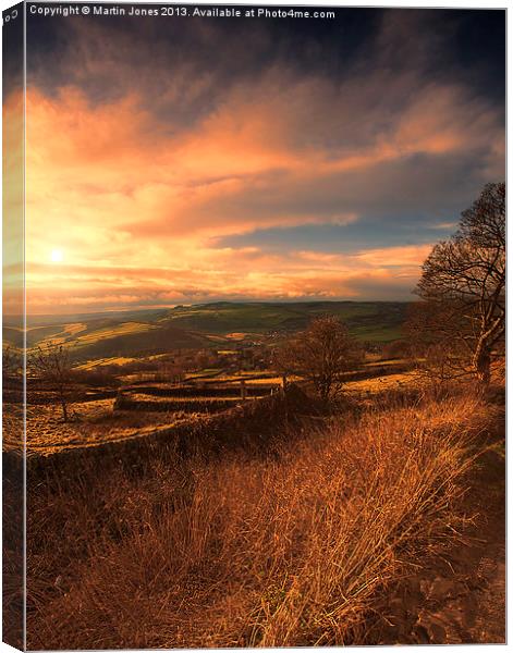 Curbar Edge Sunset Canvas Print by K7 Photography