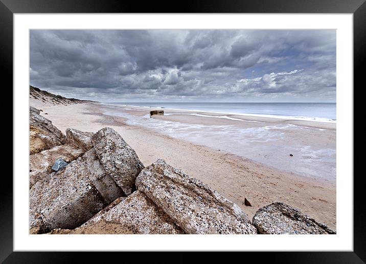 Hemsby Pillbox Framed Mounted Print by Paul Macro